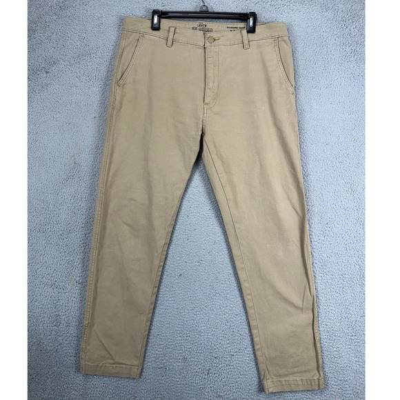 Levis Mens XX Chino Pants 36X32 Tan Khakis Stretch Standard Taper Red Tab Pocket - Picture 1 of 9